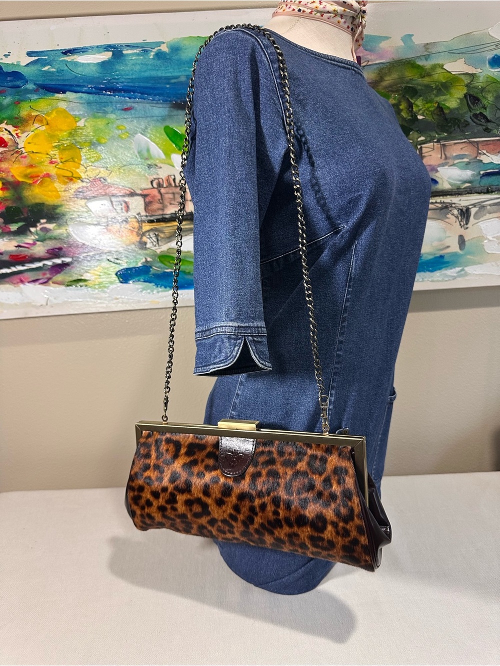 Patricia Nash Athena Clutch / Leopard print faux hair. - Picture 8 of 10